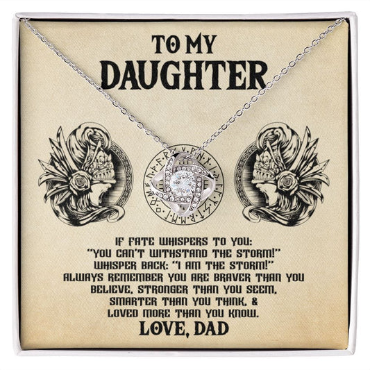 To My Daughter Love Dad Viking Necklace - Gift for Daughter 14K White Gold Finish / Standard Box