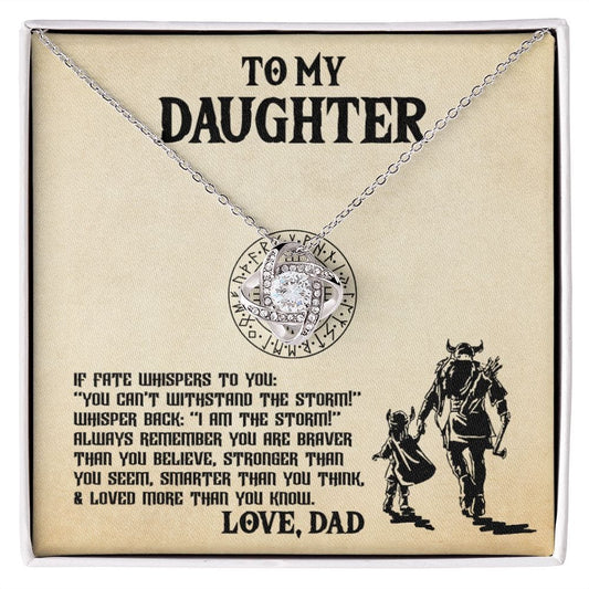 To My Daughter Love Dad Viking Necklace - Gift for Daughter 14K White Gold Finish / Standard Box