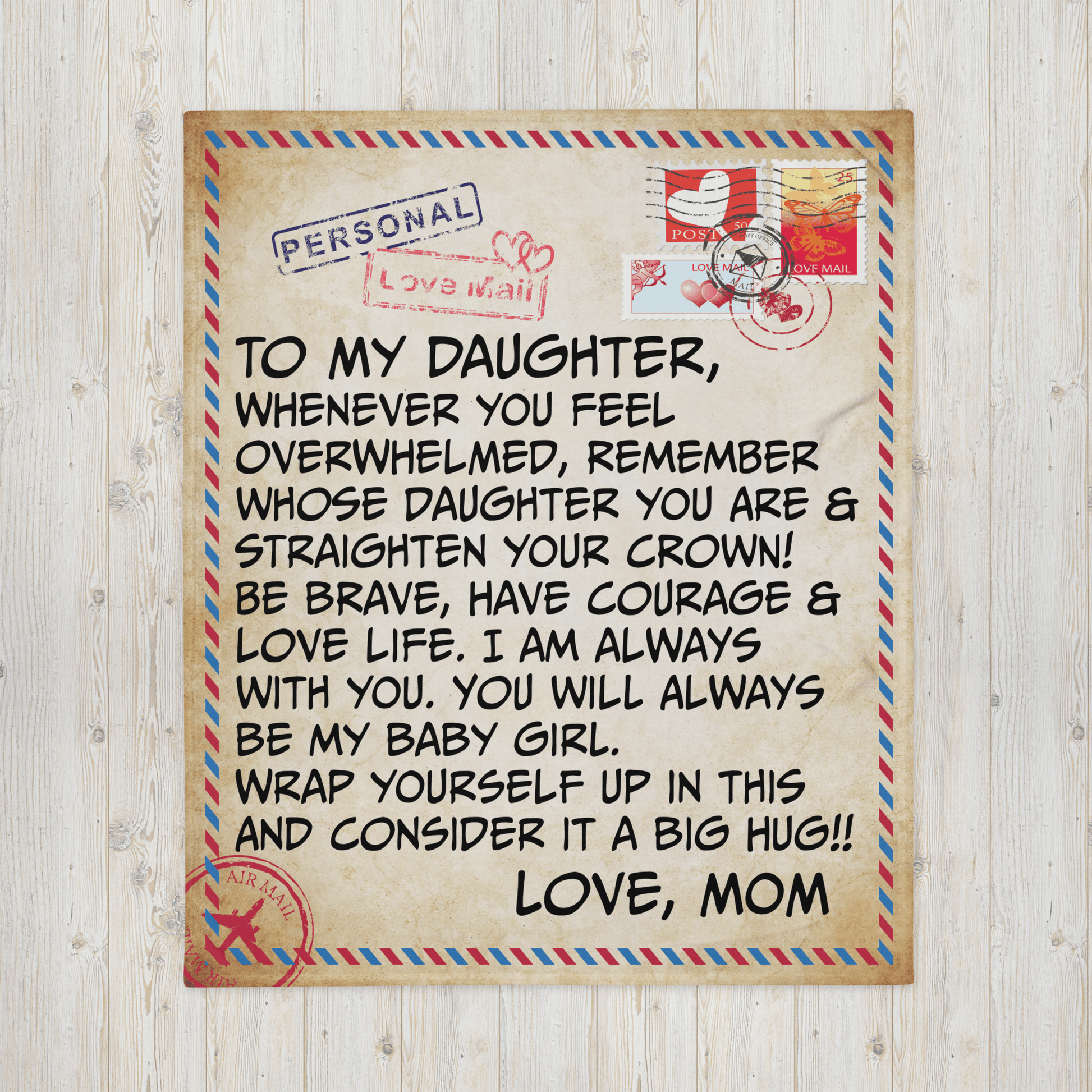 To My Daughter Love Mom Letter Blanket - Gift to Daughter from Mom