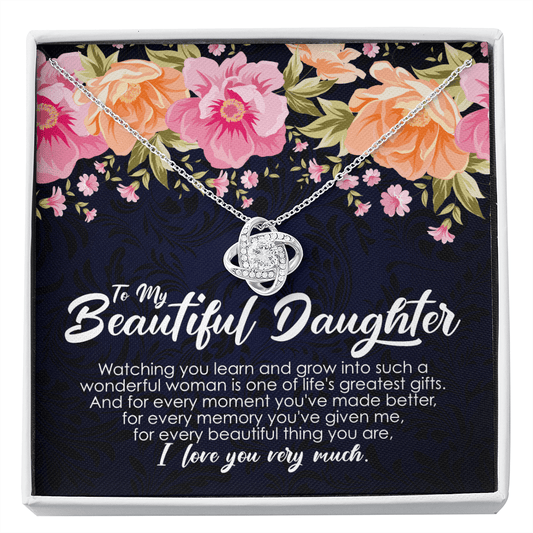 To My Daughter Necklace - Gift for Daughter Graduation - Daughter Valentine's Day Gift - Daughter Birthday Present Two Toned Gift Box