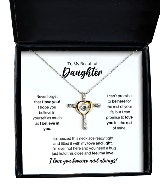 To My Daughter Necklace - Promise to Love You - Cross Necklace for Birthday, Mother's Day, Christmas - Jewelry Gift for Daughter