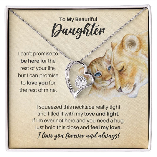 To My Daughter Necklace - Promise to Love You Lion - Motivational Graduation Gift - Daughter Birthday Gift - Christmas Gift 14k White Gold Finish / Standard Box