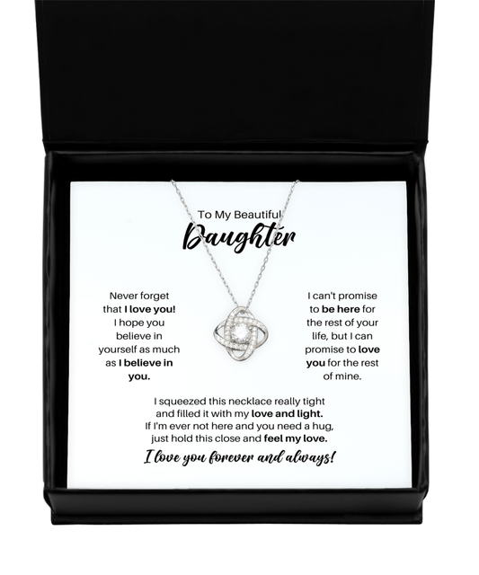 To My Daughter Necklace - Promise to Love You - Love Knot Silver Necklace for Birthday, Mother's Day, Christmas - Jewelry Gift for Daughter