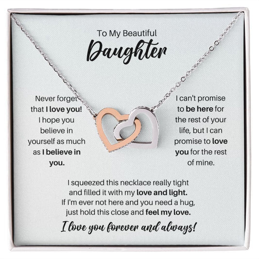 To My Daughter Necklace - Promise to Love You - Motivational Graduation Gift - Daughter Birthday Gift - Christmas Gift Polished Stainless Steel & Rose Gold Finish / Standard Box