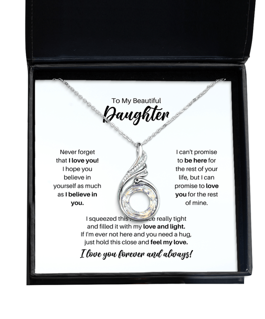 To My Daughter Necklace - Promise to Love You - Phoenix Necklace for Birthday, Mother's Day, Christmas - Jewlery Gift for Daughter