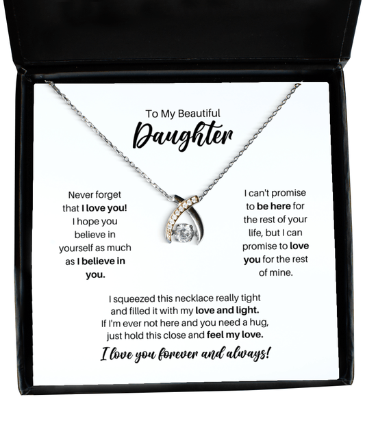 To My Daughter Necklace - Promise to Love You - Wishbone Necklace for Birthday, Mother's Day, Christmas - Jewelry Gift for Daughter