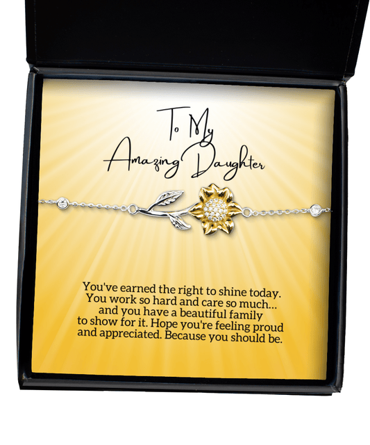 To My Daughter - Right to Shine - Sunflower Bracelet for Mother's Day, Birthday - Jewelry Gift for Daughter