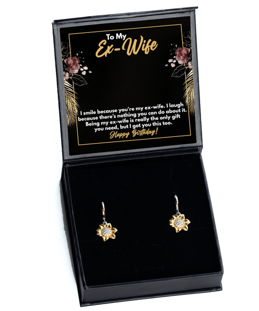 To My Ex-Wife Gifts - Funny Birthday Present - Sunflower Earrings for Birthday - Jewelry Gift from Ex-Husband to Ex-Wife