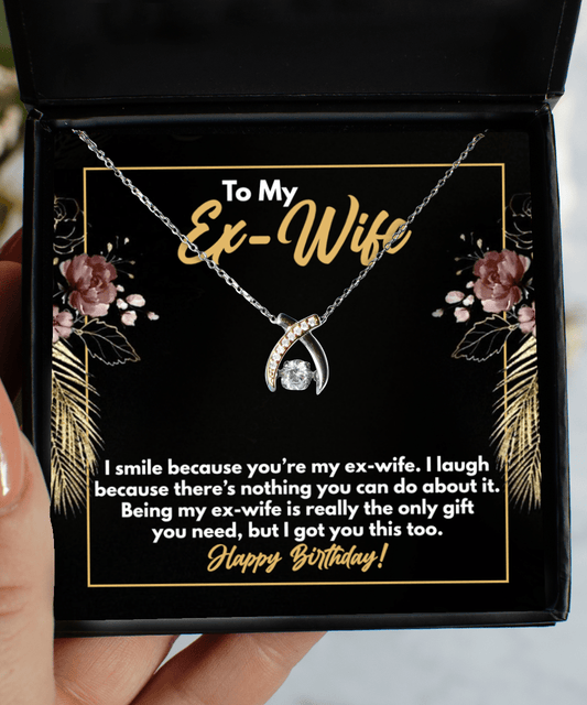 To My Ex-Wife Gifts - Funny Birthday Present - Wishbone Necklace for Birthday - Jewelry Gift from Ex-Husband to Ex-Wife
