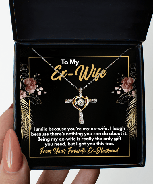 To My Ex-Wife Gifts - Funny Ex-Wife Message - Cross Necklace for Birthday, Mother's Day - Jewelry Gift from Ex-Husband to Ex-Wife