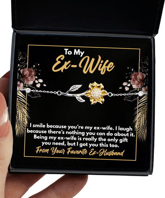To My Ex-Wife Gifts - Funny Ex-Wife Message - Sunflower Bracelet for Birthday, Mother's Day - Jewelry Gift from Ex-Husband to Ex-Wife