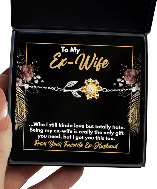 To My Ex-Wife Gifts - Funny Ex-Wife Present - Sunflower Bracelet for Birthday, Mother's Day - Jewelry Gift from Ex-Husband to Ex-Wife
