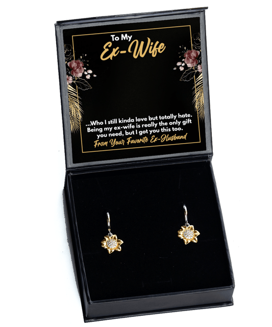 To My Ex-Wife Gifts - Funny Ex-Wife Present - Sunflower Earrings for Birthday, Mother's Day - Jewelry Gift from Ex-Husband to Ex-Wife
