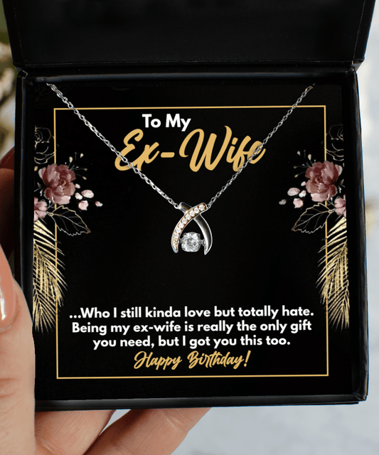 To My Ex-Wife Gifts - Funny Happy Birthday Present - Wishbone Necklace for Birthday - Jewelry Gift from Ex-Husband to Ex-Wife