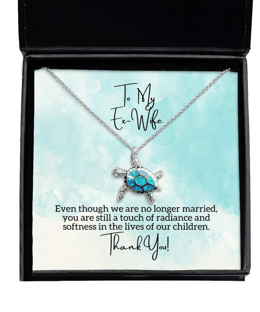 To My Ex-Wife - Touch of Radiance - Opal Turtle Necklace for Mother's Day, Birthday - Jewelry Gift for Ex Wife