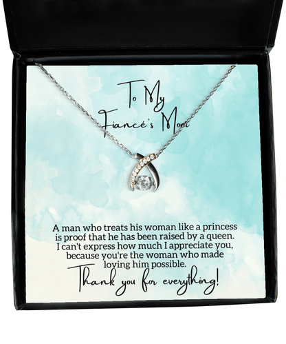 To My Fiance's Mom - Raised by a Queen - Wishbone Necklace for Mother's Day, Birthday - Jewelry Gift for Fiance's Mother
