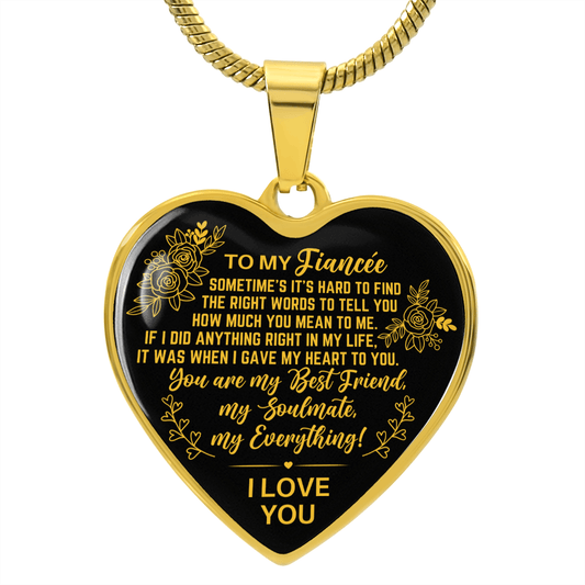 To My Fiancee Heart Necklace - My Everything - Anniversary Valentine's Day Gift - Future Wife Birthday Christmas Gift Luxury Necklace (Gold) / No