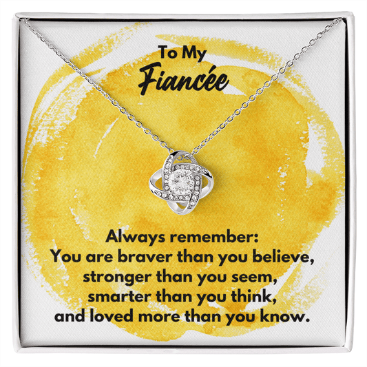 To My Fiancée Love Knot Necklace - Always Remember Motivational Graduation Gift - Fiancee Wedding Gift - Birthday Gift 14K White Gold Finish / Standard Box