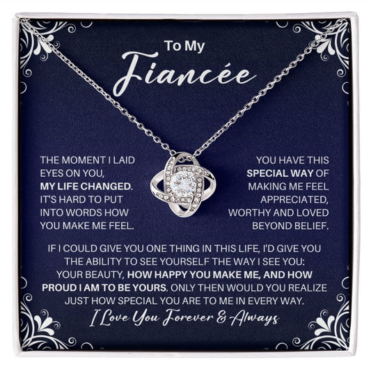 To My Fiancee Necklace - My Missing Piece - Wife to Be Valentine's Day Anniversary Gift - Future Wife Romantic Birthday Christmas Gift 14K White Gold Finish / Standard Box