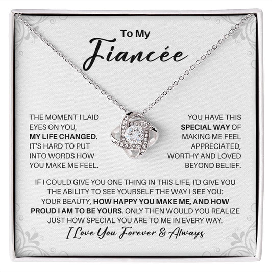 To My Fiancee Necklace - My Missing Piece - Wife to Be Valentine's Day Anniversary Gift - Future Wife Romantic Birthday Christmas Gift 14K White Gold Finish / Standard Box