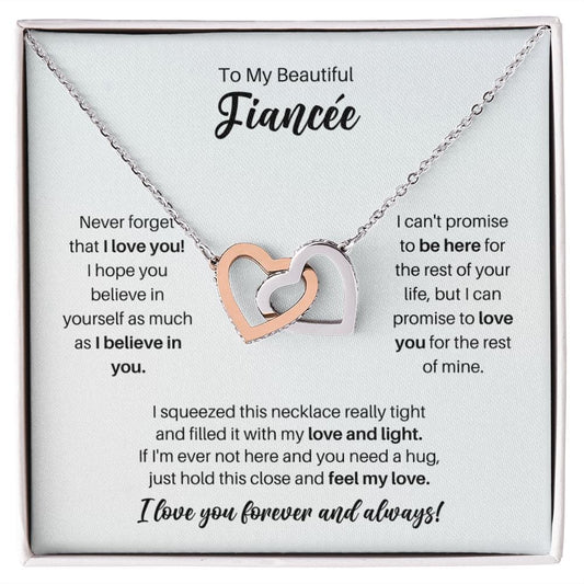 To My Fiancée Necklace - Promise to Love You - Motivational Graduation Gift - Fiancée Birthday Gift - Christmas Gift Polished Stainless Steel & Rose Gold Finish / Standard Box