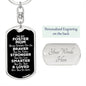 To My Foster Mom Dog Tag Keychain - Always Remember You Are Braver - Motivational Graduation Gift - Foster Mom Birthday Christmas Gift Dog Tag with Swivel Keychain (Steel) / Yes
