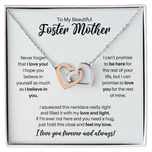 To My Foster Mother Necklace - Promise to Love You - Motivational Graduation Gift - Foster Mother Birthday Gift - Christmas Gift Polished Stainless Steel & Rose Gold Finish / Standard Box