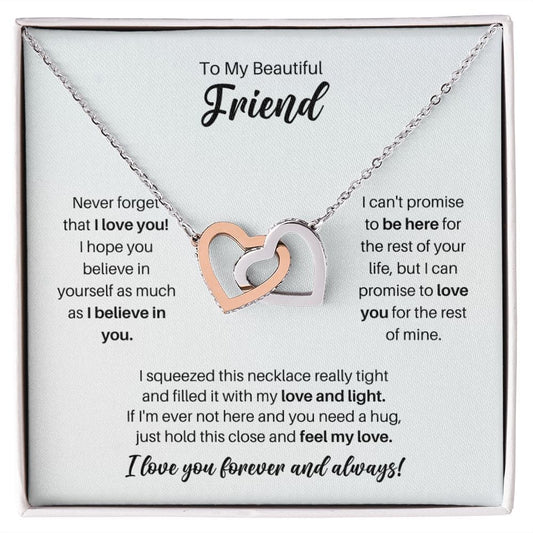 To My Friend Necklace - Promise to Love You - Motivational Graduation Gift - Friend Birthday Gift - Christmas Gift Polished Stainless Steel & Rose Gold Finish / Standard Box