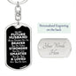 To My Future Husband Dog Tag Keychain - Always Remember You Are Braver - Motivational Wedding Gift - Fiance Birthday Christmas Gift Dog Tag with Swivel Keychain (Steel) / Yes