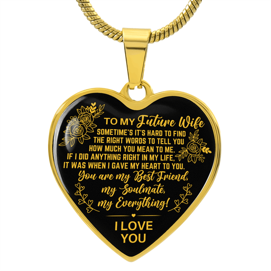 To My Future Wife Heart Necklace - My Everything - Anniversary Valentine's Day Gift - Fiancee Birthday Christmas Gift Luxury Necklace (Gold) / No