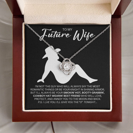 To My Future Wife Necklace - Cowboy Hat Wearing Best Friend - Country Cowgirl Fiancee Gift for Valentine's Day, Anniversary, Birthday