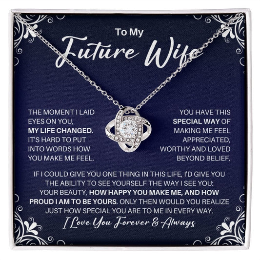 To My Future Wife Necklace - My Missing Piece - Valentine's Day Anniversary Gift - Fiancee Romantic Birthday Christmas Gift 14K White Gold Finish / Standard Box