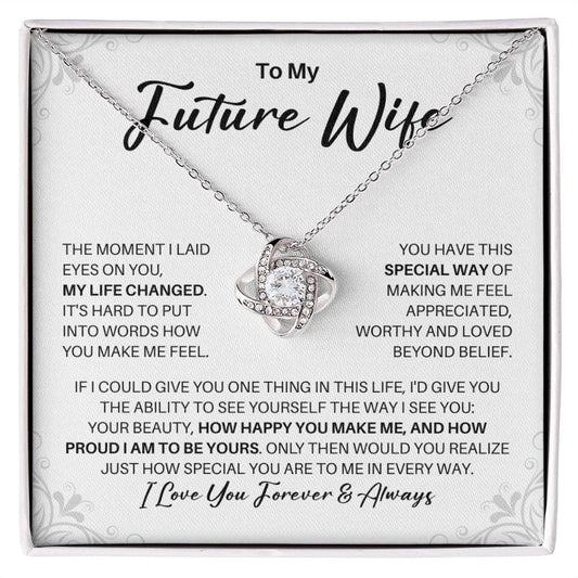 To My Future Wife Necklace - My Missing Piece - Valentine's Day Anniversary Gift - Fiancee Romantic Birthday Christmas Gift 14K White Gold Finish / Standard Box