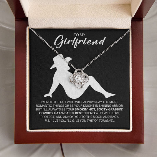 To My Girlfriend Necklace - Cowboy Hat Wearing Best Friend - Country Cowgirl Girlfriend Gift for Valentine's Day, Anniversary, Birthday