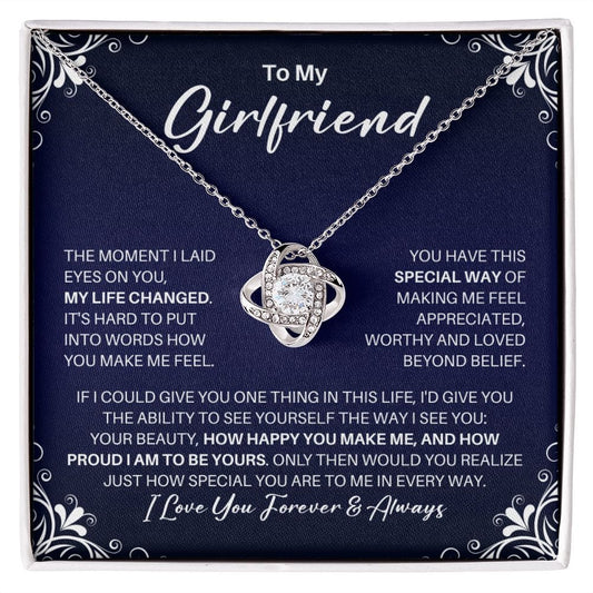 To My Girlfriend Necklace - My Missing Piece - Valentine's Day Anniversary Gift - Girlfriend Romantic Birthday Christmas Gift 14K White Gold Finish / Standard Box