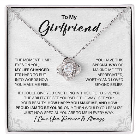 To My Girlfriend Necklace - My Missing Piece - Valentine's Day Anniversary Gift - Girlfriend Romantic Birthday Christmas Gift 14K White Gold Finish / Standard Box