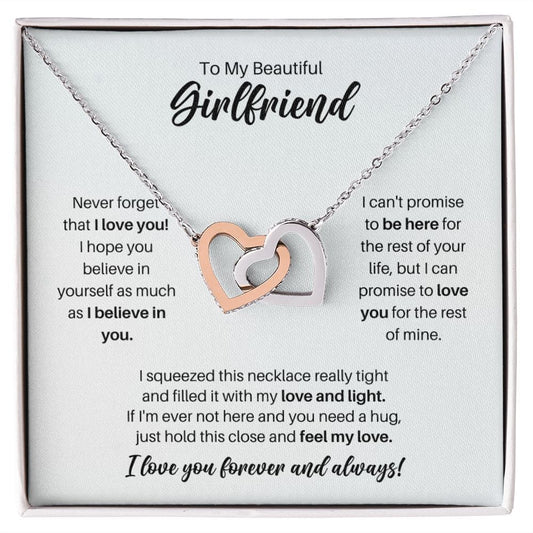 To My Girlfriend Necklace - Promise to Love You - Motivational Graduation Gift - Girlfriend Birthday Gift - Christmas Gift Polished Stainless Steel & Rose Gold Finish / Standard Box