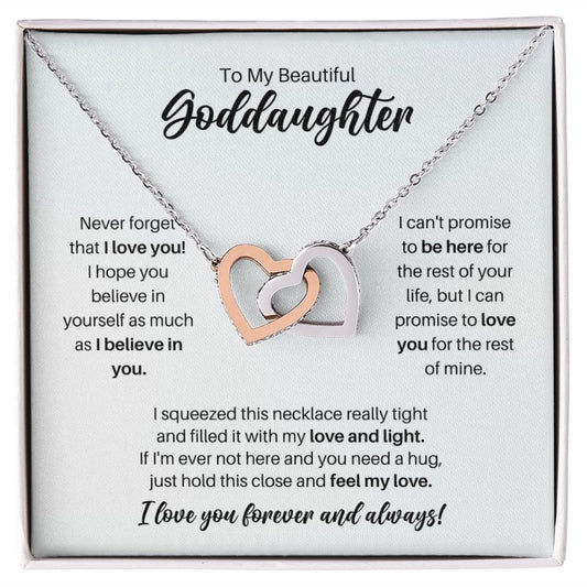 To My Goddaughter Necklace - Promise to Love You - Motivational Graduation Gift - Goddaughter Birthday Gift - Christmas Gift Polished Stainless Steel & Rose Gold Finish / Standard Box
