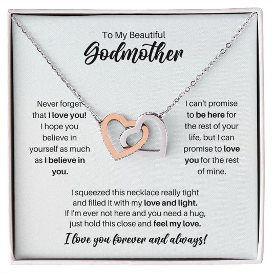 To My Godmother Necklace - Promise to Love You - Motivational Graduation Gift - Godmother Birthday Gift - Christmas Gift Polished Stainless Steel & Rose Gold Finish / Standard Box