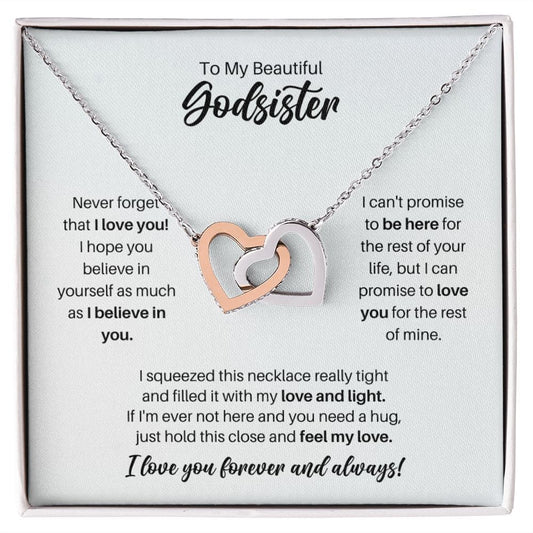 To My Godsister Necklace - Promise to Love You - Motivational Graduation Gift - Godsister Birthday Gift - Christmas Gift Polished Stainless Steel & Rose Gold Finish / Standard Box