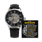 To My Godson Openwork Skeleton Watch - Gift for Godson - Motivational Graduation, Birthday, Christmas, Wedding Gift