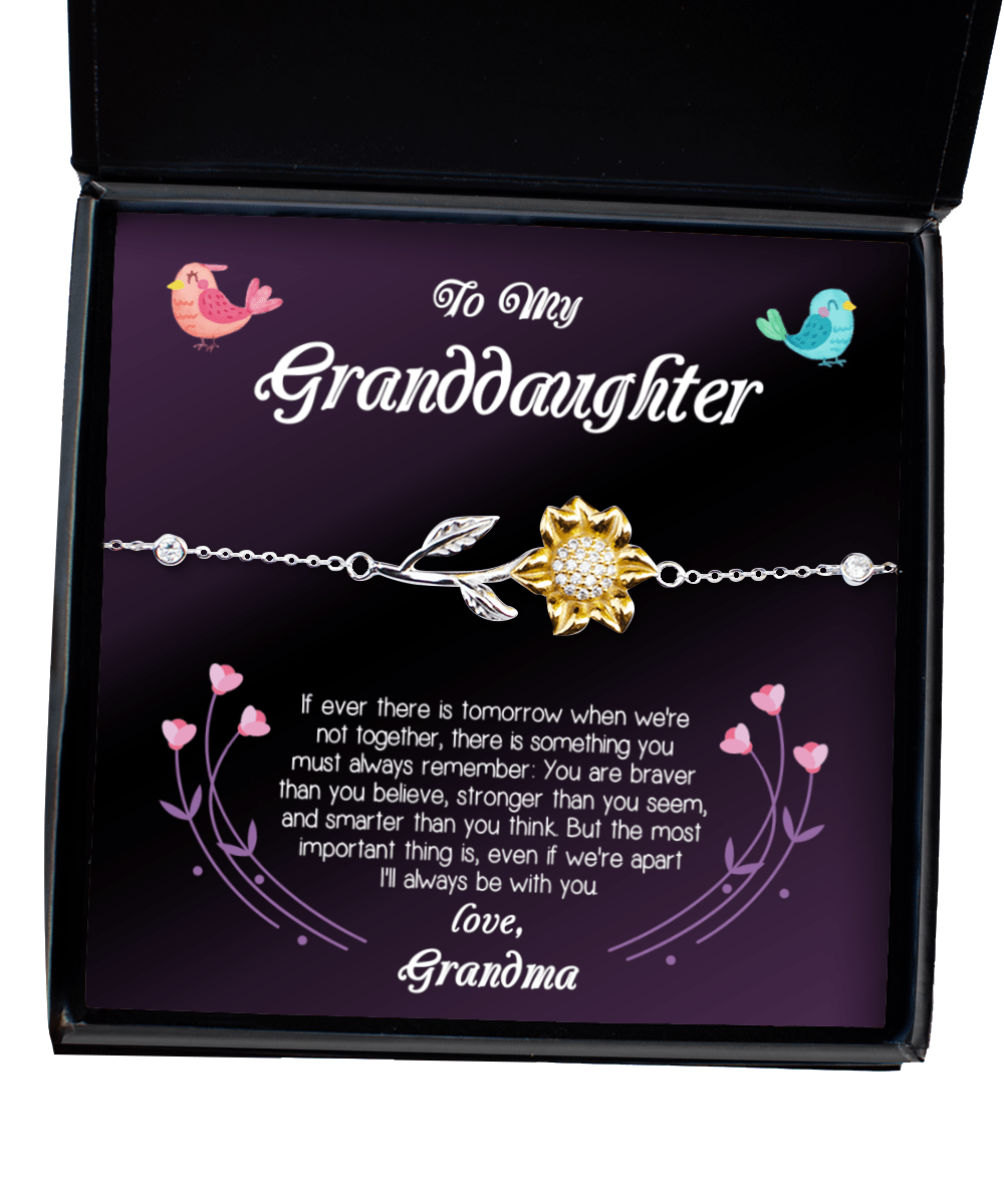 To My Granddaughter Gifts - I'll Always Be With You - Sunflower Bracelet for Graduation, Birthday, Christmas - Jewelry Gift for Granddaughter