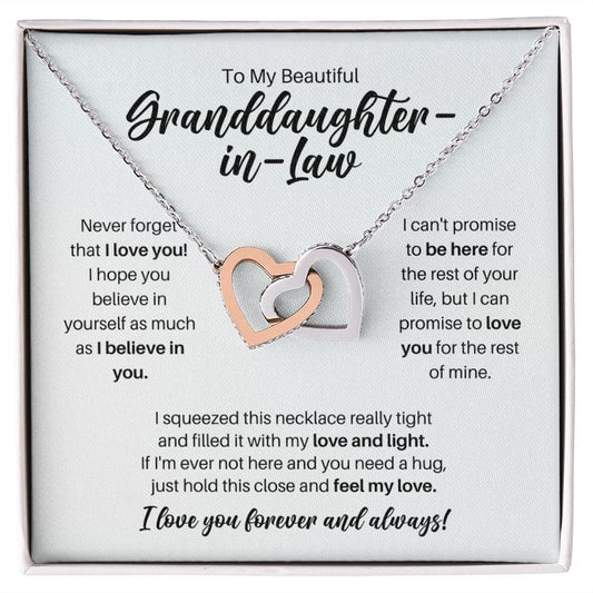 To My Granddaughter-in-Law Necklace - Promise to Love You - Motivational Graduation Gift - Granddaughter-in-Law Birthday Gift - Christmas Gift Polished Stainless Steel & Rose Gold Finish / Standard Box