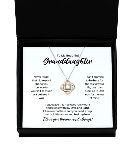 To My Granddaughter Necklace - Promise to Love You - Love Knot Rose Gold Necklace for Birthday, Mother's Day, Christmas - Jewelry Gift for Granddaughter