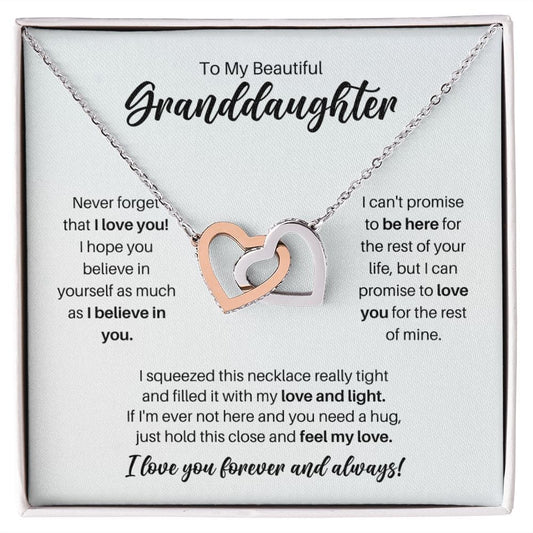 To My Granddaughter Necklace - Promise to Love You - Motivational Graduation Gift - Granddaughter Birthday Gift - Christmas Gift Polished Stainless Steel & Rose Gold Finish / Standard Box