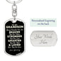 To My Grandson Dog Tag Keychain - Always Remember You Are Braver - Motivational Graduation Gift - Grandson Birthday Gift - Christmas Gift Dog Tag with Swivel Keychain (Steel) / Yes