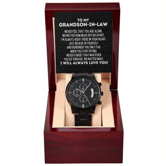 To My Grandson-In-Law Chronograph Watch - Motivational Graduation Gift - Wedding Gift - Birthday Present for Grandson-In-Law
