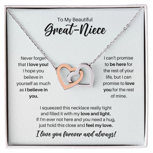 To My Great-Niece Necklace - Promise to Love You - Motivational Graduation Gift - Great-Niece Birthday Gift - Christmas Gift Polished Stainless Steel & Rose Gold Finish / Standard Box
