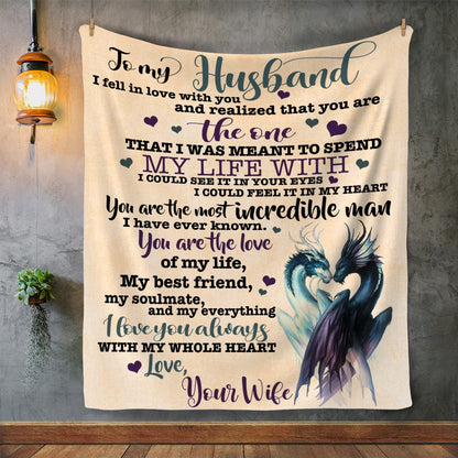 To My Husband Cozy Plush Fleece Dragon Blanket - Gift for Husband from Wife