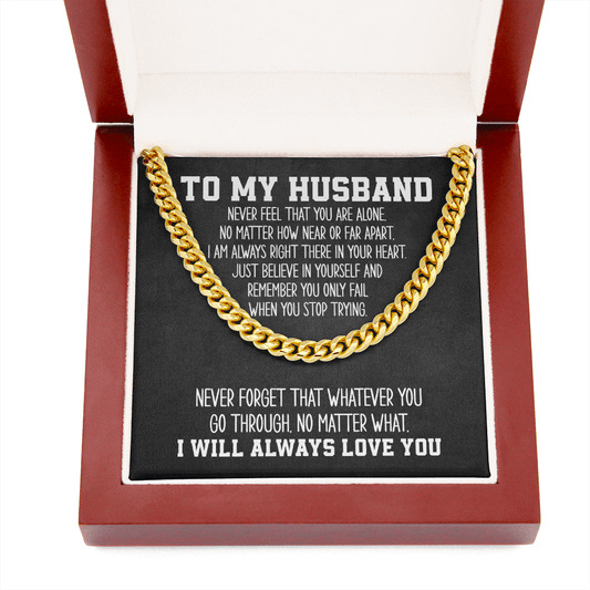 To My Husband Cuban Link Chain Necklace - Motivational Gift for Husband